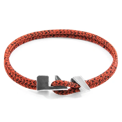 Shop Anchor & Crew Red Noir Brixham Silver And Rope Bracelet