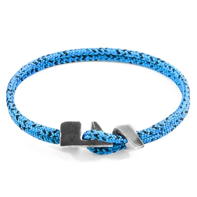 Shop Anchor & Crew Blue Noir Brixham Silver And Rope Bracelet