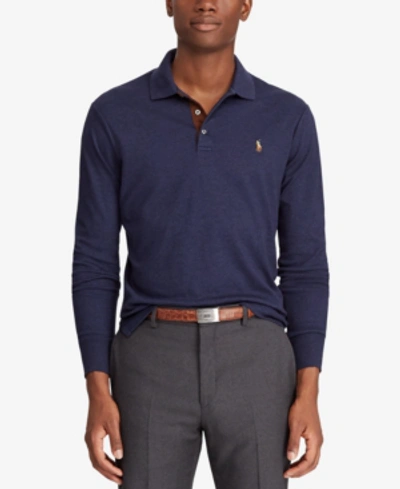 Shop Polo Ralph Lauren Men's Classic-fit Long Sleeve Soft-touch Polo In Spring Navy Heather