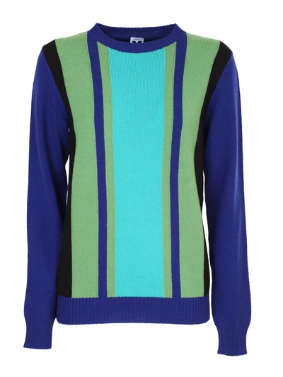 Shop M Missoni Missoni Blue Striped Pattern Wool Sweater In Unito