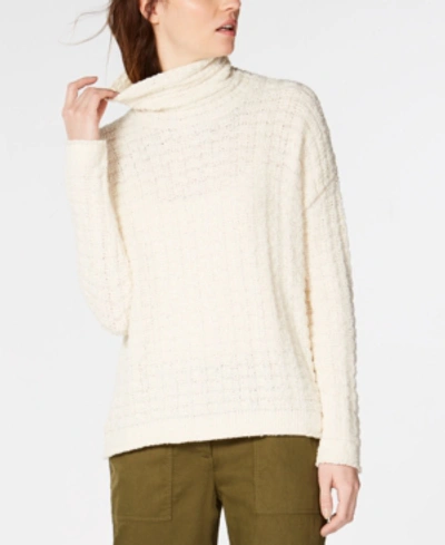 Shop Eileen Fisher Organic Cotton Funnel-neck Sweater In White