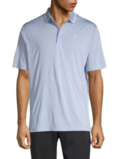Shop Callaway Buttoned Striped Polo In Blue