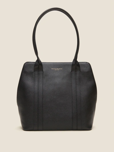 Shop Donna Karan Perry Leather Tote In Black