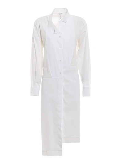 Shop Loewe Asymmetric Shirt Dress In White