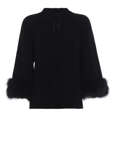 Shop Fendi Fur Sweater In Gme Black
