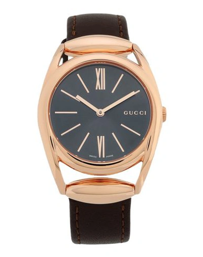 Shop Gucci Wrist Watch In Brown