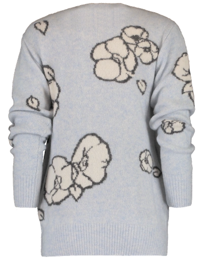 Shop Adam Lippes Intarsia Knit Floral Cardigan In Ice-blue