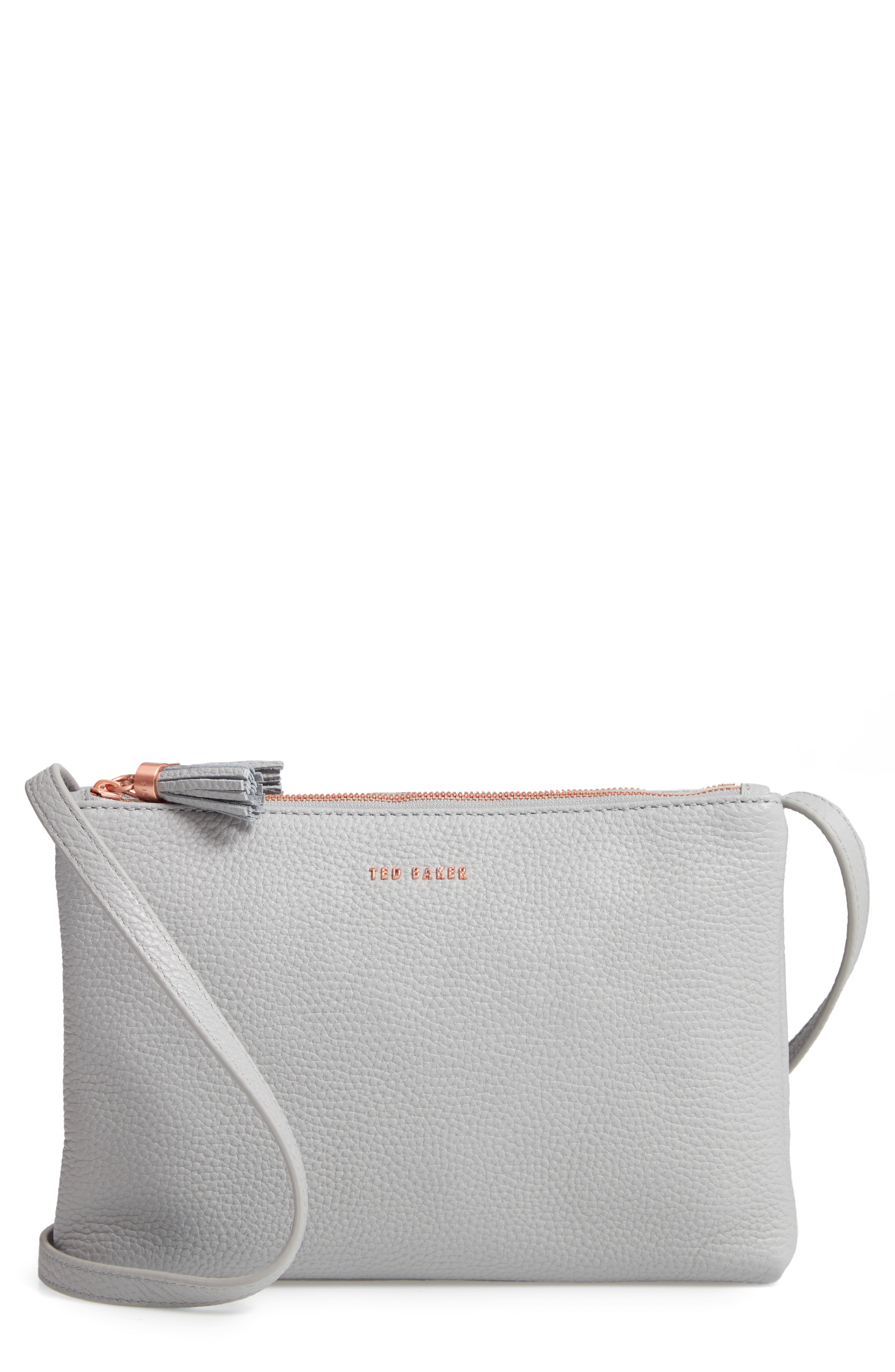 ted baker maceyy leather double zip cross body bag black