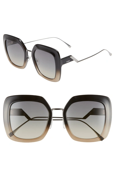 Shop Fendi 53mm Square Gradient Sunglasses - Black/ Crystal