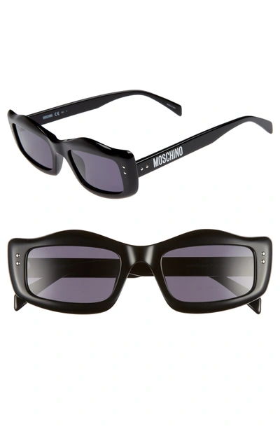 Shop Moschino 51mm Rectangle Sunglasses - Black