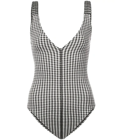 Shop Proenza Schouler Black & White Pswl Gingham Bodysuit In Black/white