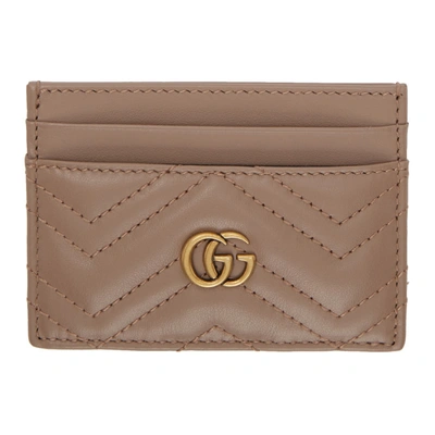 Shop Gucci Beige Gg Marmont Card Holder In 5729 Beige