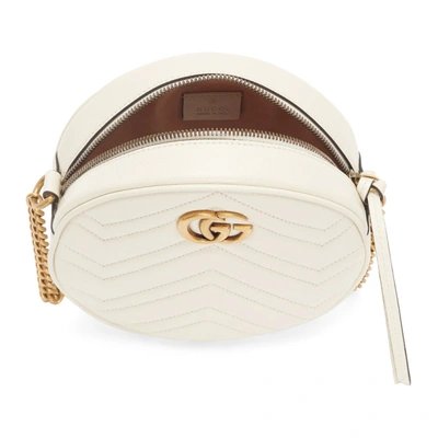 Shop Gucci White Mini Gg Marmont 2.0 Round Bag In 9022 White