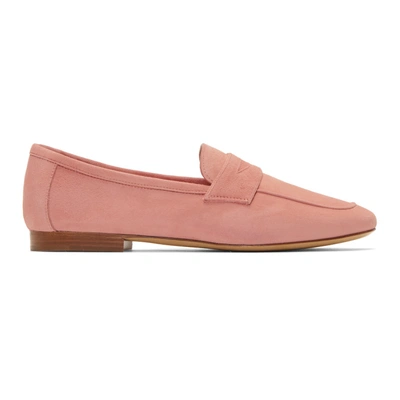 Shop Mansur Gavriel Pink Suede Classic Loafers