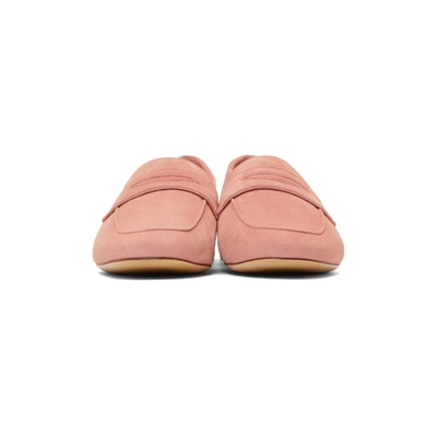 Shop Mansur Gavriel Pink Suede Classic Loafers