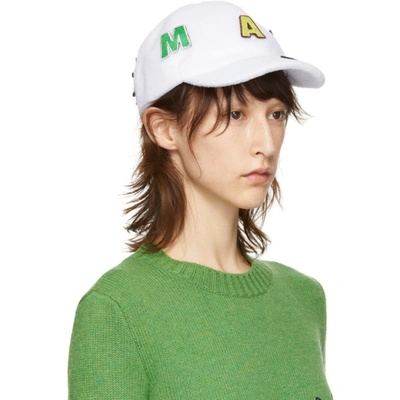 Shop Marni Dance Bunny White Bunny Patch Cap In 00w01 White