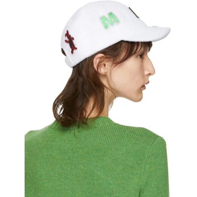 Shop Marni Dance Bunny White Bunny Patch Cap In 00w01 White