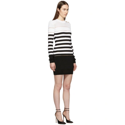 Shop Balmain Black And White Transparent Stripe Three-button Dress In Eab Blk/wht