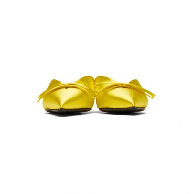 Shop Balenciaga Yellow Satin Knife Mules