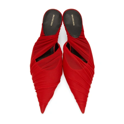Shop Balenciaga Red Jersey Mules In 6110 Red