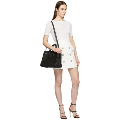 Shop Balmain White Tweed High-waisted Miniskirt In 0fa White