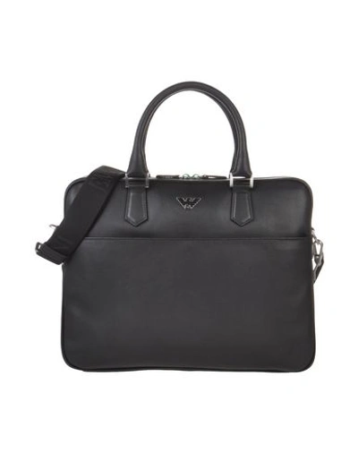 Shop Emporio Armani Man Handbag Black Size - Bovine Leather, Polyurethane Coated