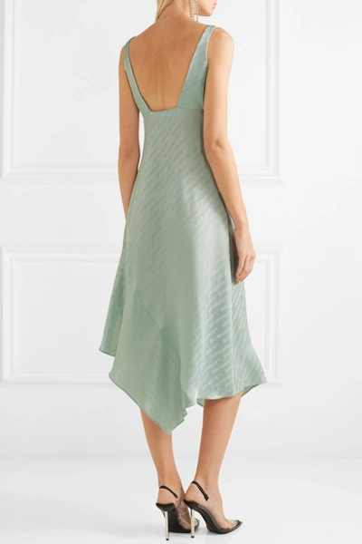 Shop Off-white Asymmetric Open-back Satin-jacquard Midi Dress