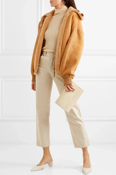 Shop Arje Reversible Leather-trimmed Suede And Shearling Jacket In Saffron