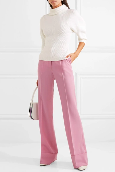 Shop Stella Mccartney Wool-twill Flared Pants In Pink