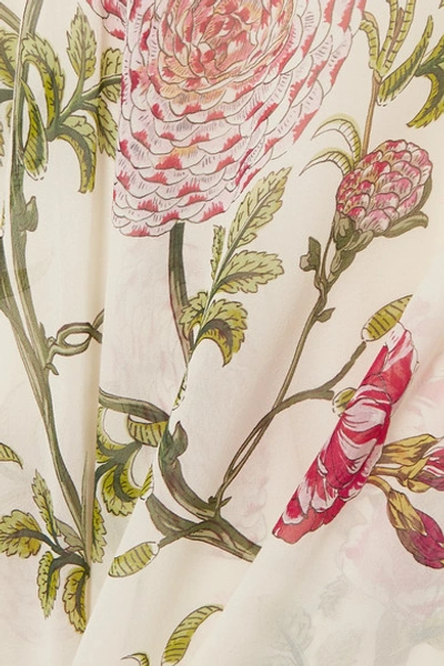 Shop Giambattista Valli Ruffled Floral-print Silk-chiffon Midi Dress In Ivory