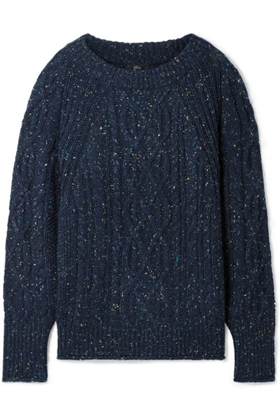 Shop Jcrew Scotty Marled Cable-knit Sweater In Navy