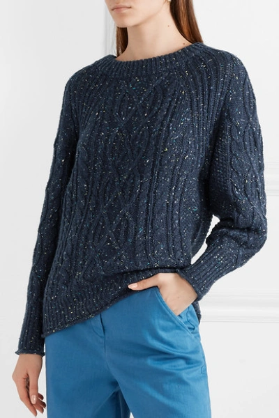 Shop Jcrew Scotty Marled Cable-knit Sweater In Navy