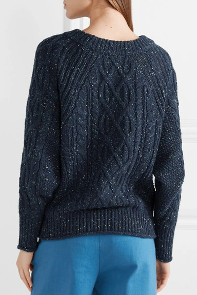 Shop Jcrew Scotty Marled Cable-knit Sweater In Navy