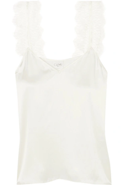 Shop Cami Nyc The Chelsea Lace-trimmed Silk-charmeuse Camisole In White