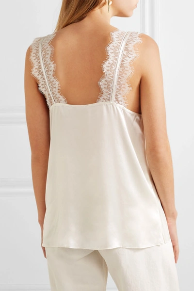 Shop Cami Nyc The Chelsea Lace-trimmed Silk-charmeuse Camisole In White