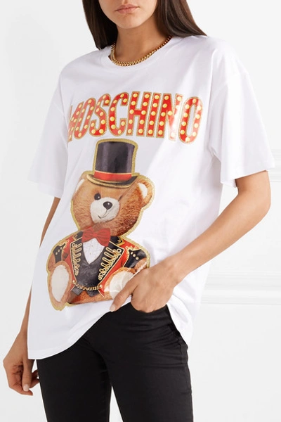 Shop Moschino Oversized Printed Cotton-jersey T-shirt