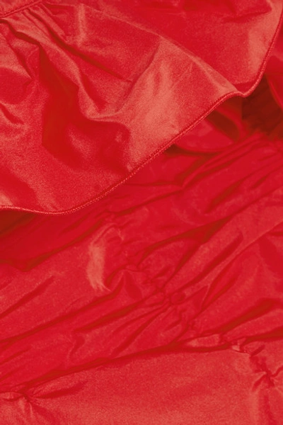 Shop Alexa Chung Ruffled Ruched Taffeta Dress In Red