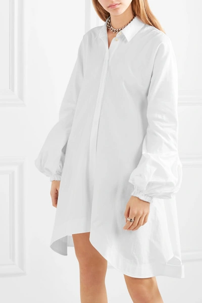 Shop Jw Anderson Asymmetric Cotton-poplin Dress In White