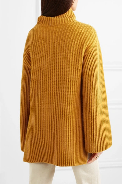Shop Arje Oversized Wool, Silk And Cashmere-blend Turtleneck Sweater In Saffron