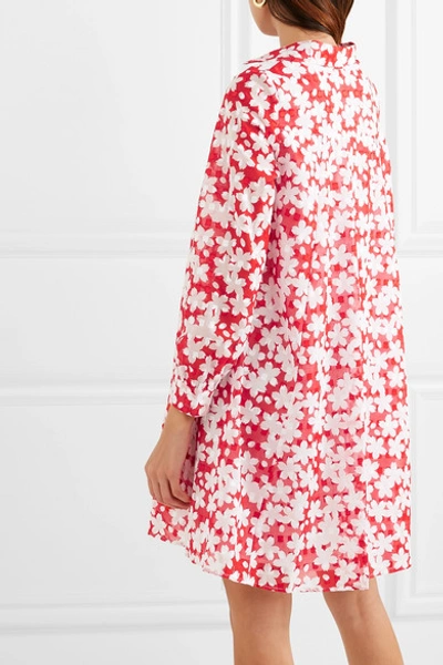 Shop Paul & Joe Trotinne Floral-print Cotton Mini Dress In Red