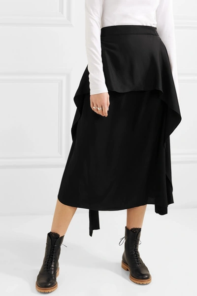 Shop Jw Anderson Asymmetric Twill Midi Skirt In Black