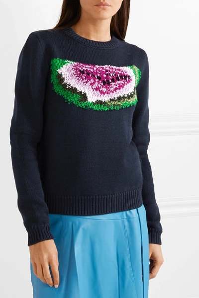 Shop Jw Anderson Watermelon Intarsia Wool Sweater In Black