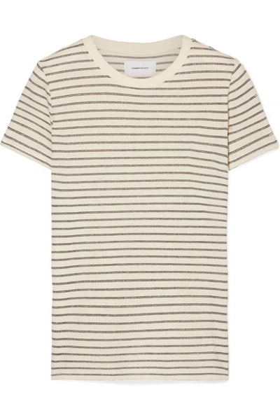 Shop Current Elliott The Retro Striped Metallic Cotton-blend Jersey T-shirt In Cream