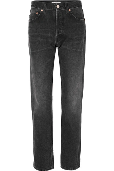 Shop Balenciaga Distressed High-rise Straight-leg Jeans