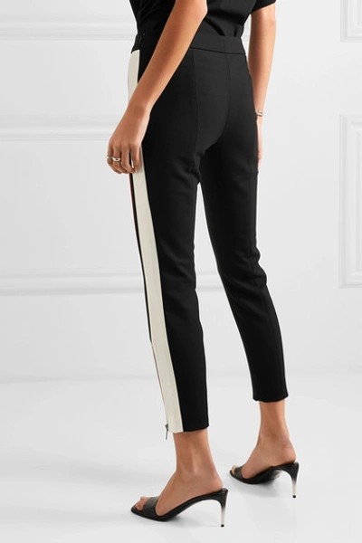 Shop Alexander Mcqueen Satin-trimmed Wool-blend Skinny Pants In Black