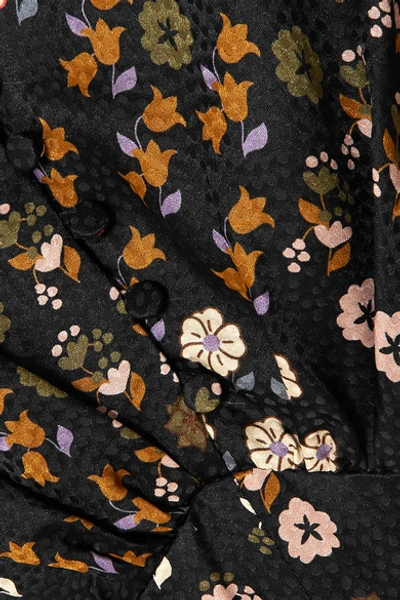 Shop Paul & Joe Broceliande Floral-print Flocked Twill Dress In Black