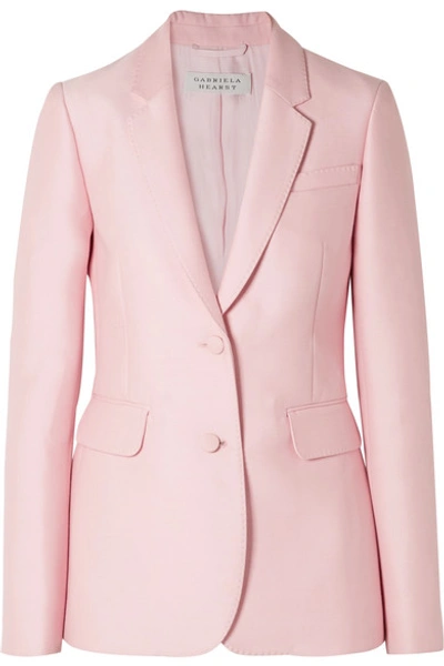 Shop Gabriela Hearst Sophie Wool And Silk-blend Blazer In Baby Pink