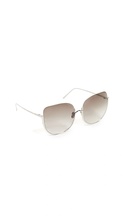 Shop Linda Farrow Luxe Oversized Cat Eye Sunglasses In Light Gold/mocha Gradient