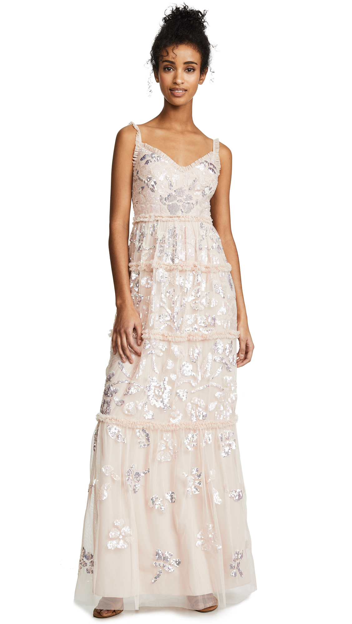 needle & thread floral maxi skirt in rose quartz