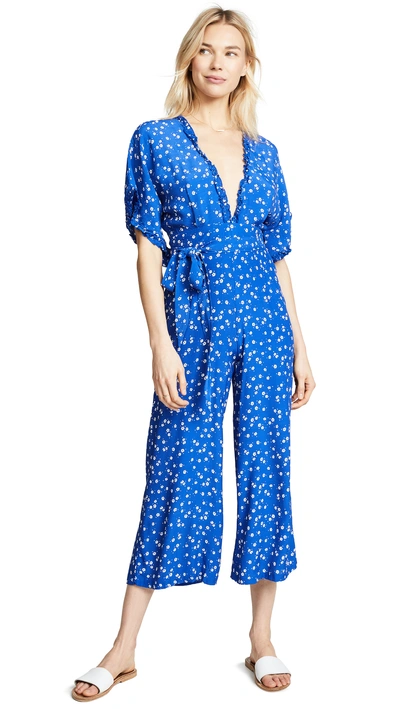 Shop Faithfull The Brand La Villa Jumpsuit In Betina Floral Cobalt